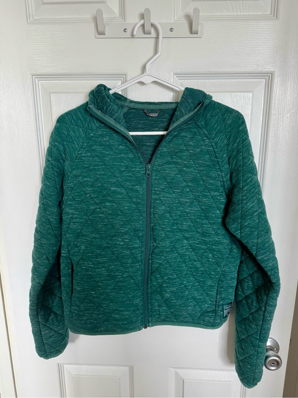 Athleta Green Quilted Zippered Hooded Jacket. Size small.